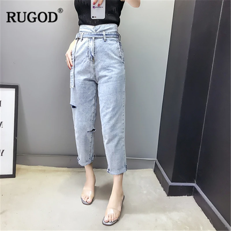Blue Lightwash High Waist Jeans Woman Zipper Fly Denim