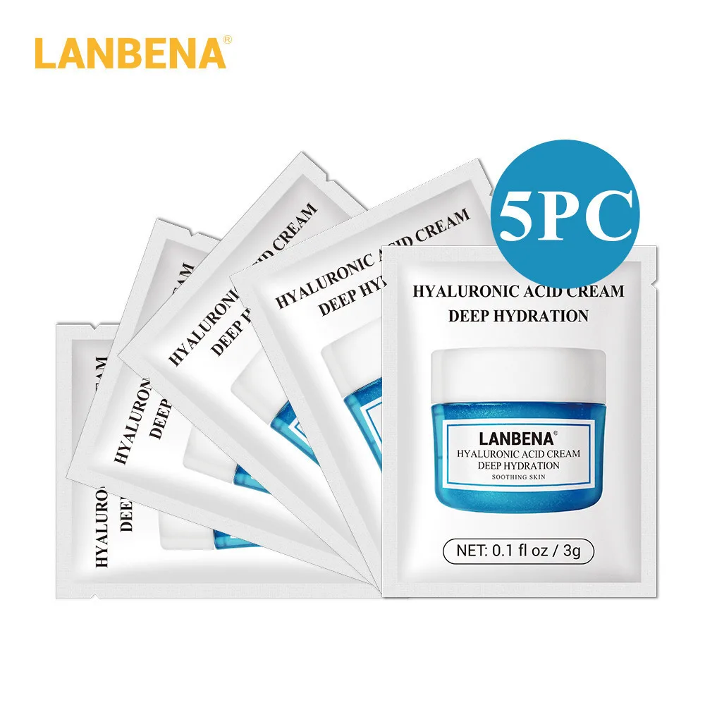 5pcs Hyaluronic Acid LANBENA Гиалуроновая Кислота Витамин С крем для лица анти старение Отбеливание против морщин Сыворотка лечение акне, увлажнение уход за лицом 3g - Цвет: 5pcs Hyaluronic Acid