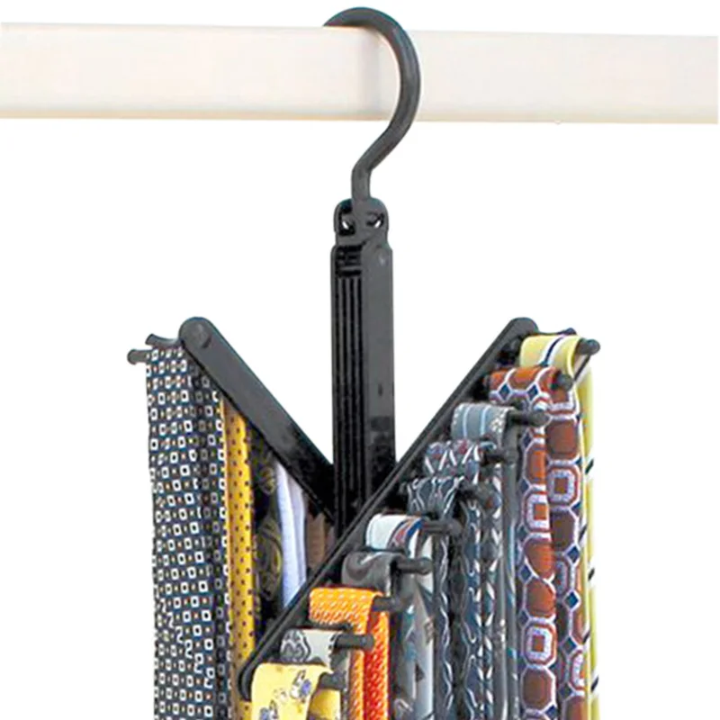 Tie Rack Organizer Belt Holder 360 Degree Rotating Twirling Scarf Hanger Holder Hook For Closet Organizer Storage,Pack Of 2 (Black