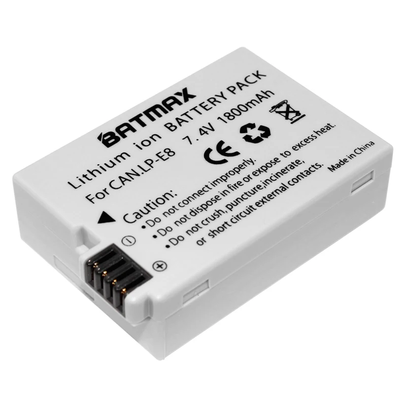 1 Pack 1800mAh LP E8 LP E8 LPE8 Camera Battery Pack for Canon EOS 550D 600D