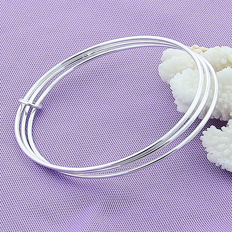 Женский браслет из серебра 925 пробы с тремя кольцами|bangle jewelry|fashion bracelets banglesbangles women