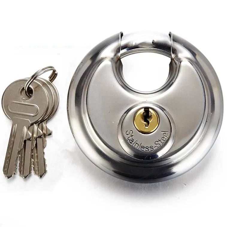 

Security Padlock Silver Steel Alloy Combination Round Shape Disc Lock for Locking Doors Windows Bags Trunk padlocks with key