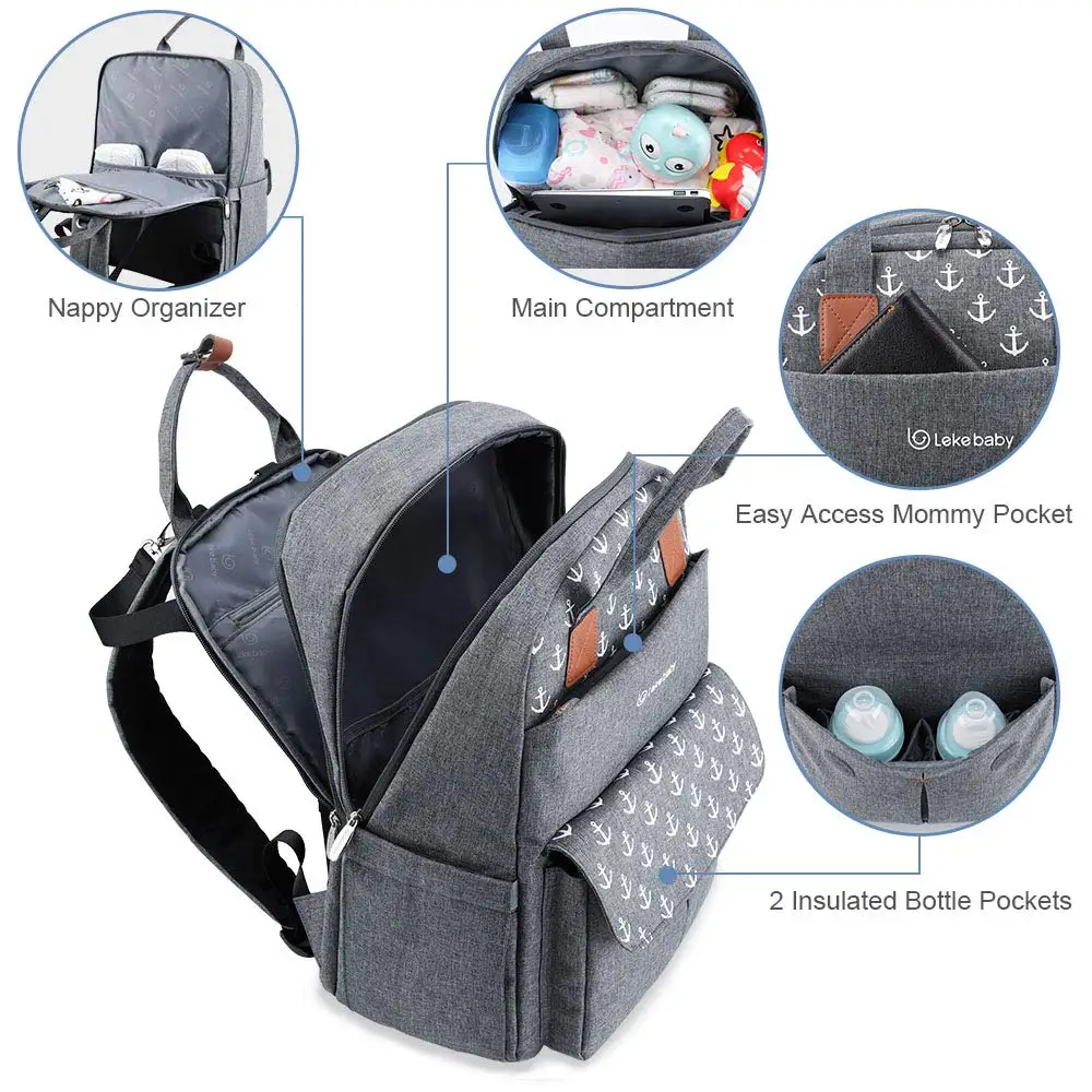 Lekebaby сумка для подгузников, сумка для мам, детская коляска для путешествий, сумка для подгузников для мам, сумка для подгузников, рюкзак, сумки для мам
