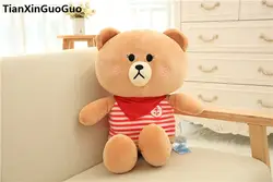 Большой 45 см бурый медведь плюшевые игрушки красный в полоску Одежда мишки Мягкая кукла подушка подарок на день рождения s0615