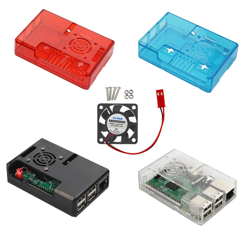 Raspberry Pi 3 Model B+ ABS Case Plastic Box Cover Hard 4 Color Shell + Cooling Fan for Raspberry Pi 3 B+/ 3 / 2 / B+ Raspberry Pi 3 Model B+ ABS Case Plastic Box Cover Hard 4 Color Shell + Cooling Fan for Raspberry Pi 3 B+/ 3 / 2 / B+