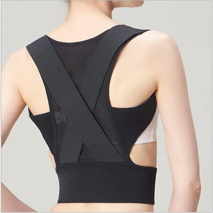 Adjustable Black Back Posture Corrector Shoulder Lumbar Spine Brace Support Belt Care for Men Women Unisex Back Support