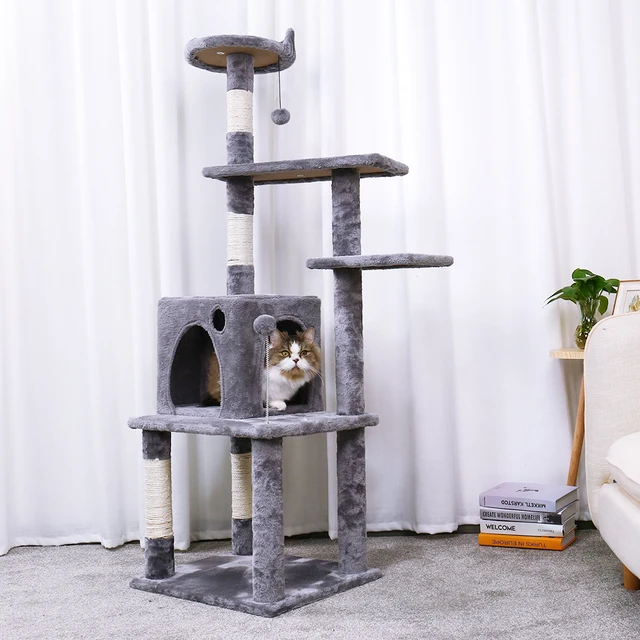 Finether 113 Cm High Cat Tree Tower Furniture Kitten Playhouse Sisal Finether 113 Cm High Cat Tree Tower Furniture Kitten Playhouse Sisal Covered Scratching Posts Perches Platforms Ladders
