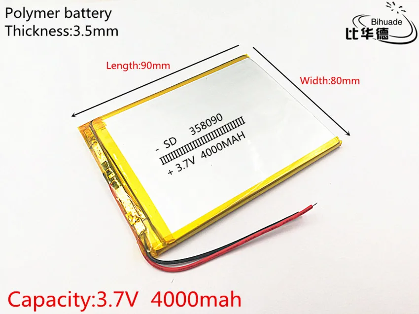 3,7 в, 4000 мАч 358090(полимерный литий-ионный аккумулятор) литий-ионный аккумулятор для планшетных ПК 7 дюймов 8 дюймов