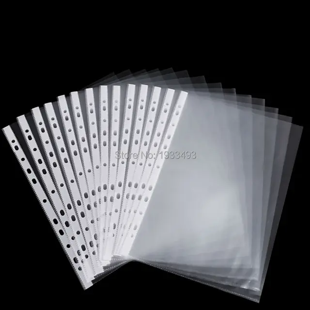 50 sheets 8.5x11 / A4 strong transparent poly punched pockets x 50