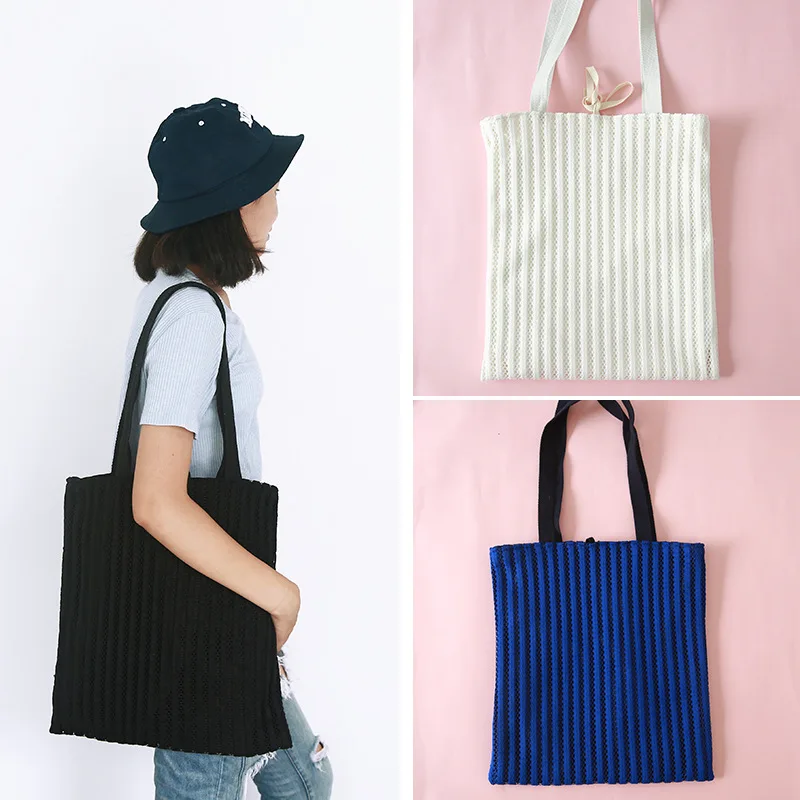 

YILE 2-layer Solid Color Lace + Canvas Shopping Tote Shoulder Carrying Bag Lace up 804