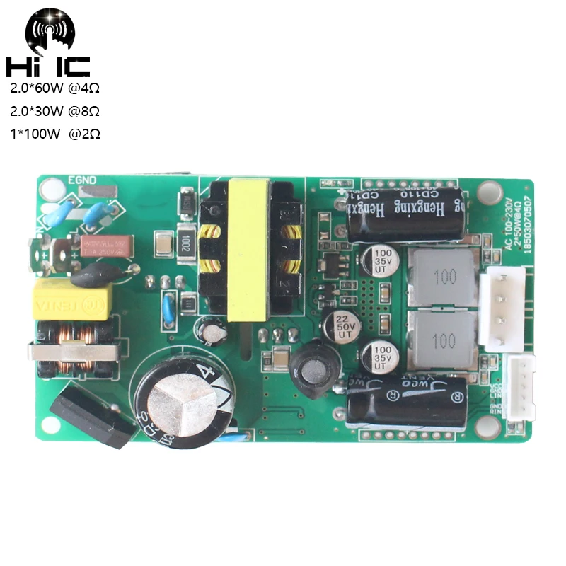 

HIFI TPA3116 2.0 Channel Digital Power Amplifier Board Switc Power Supply Amplifier Board 2*60W AC 100-240V