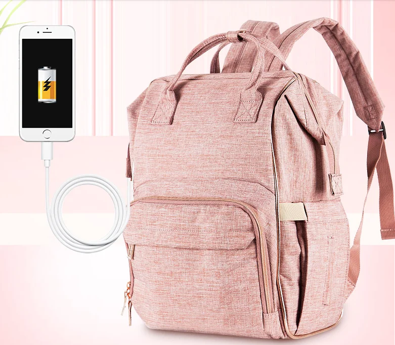  mummy Maternity Nappy Bag Large Capacity Nursing Bag Baby Care Changing Diaper Bag With USB Interfa