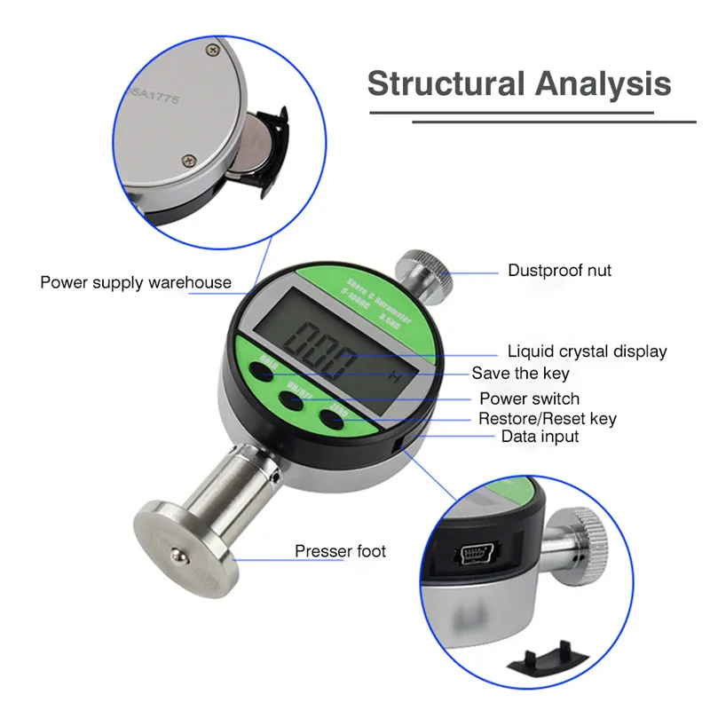 Digital Shore Hardness Tester Durometer 0-100HC LCD Shore CD Penetrometer Sclerometer For Plastic Leather Rubber Multi-resin (3)