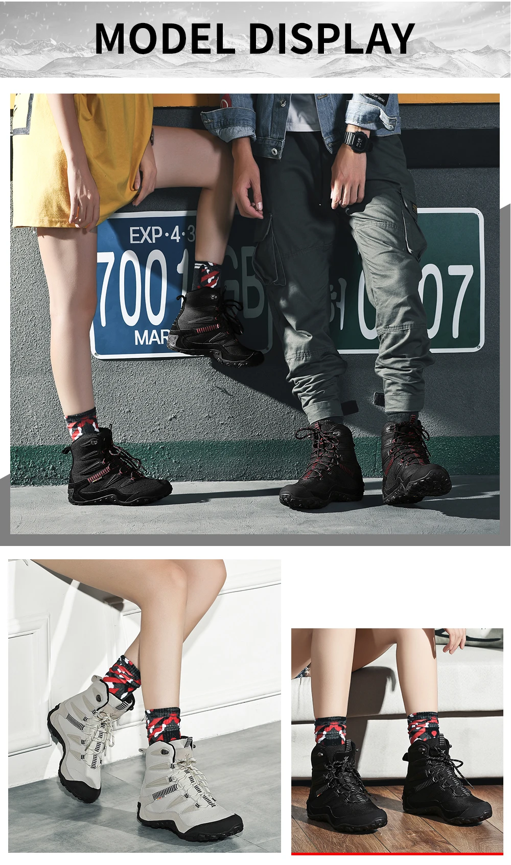 XIANG GUAN/зимняя обувь для пешего туризма с плюшевой подкладкой; мужские Нескользящие зимние ботинки; мужская уличная спортивная обувь для мужчин; теплая Треккинговая обувь для женщин