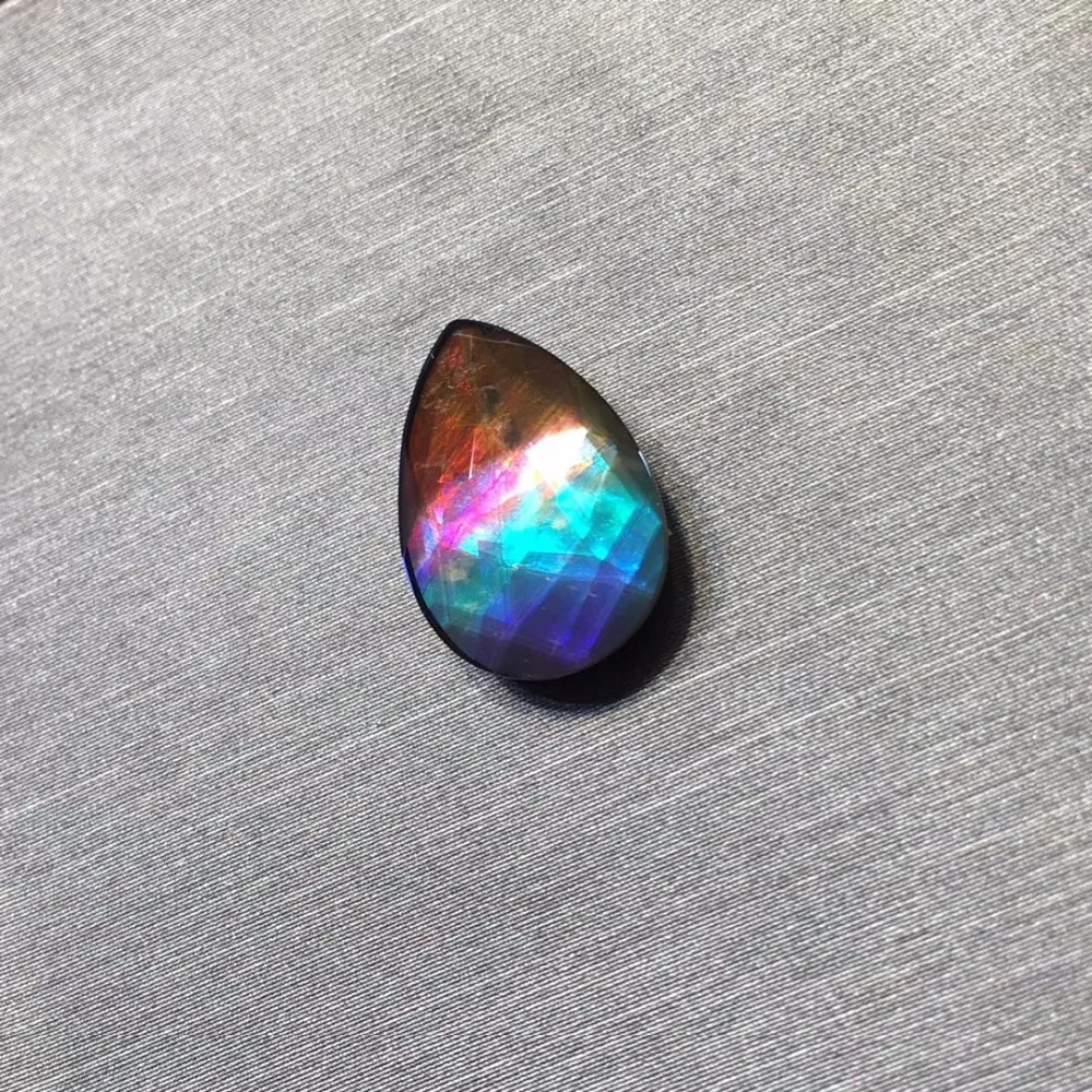 

CQT Certificated 15*10mm Water Drop Natural Colorful Ammonite Gemstones Loose Stones Loose Gems