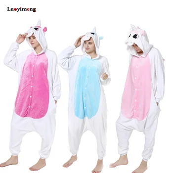 

Women Rainbow Unicorn Stitch Unisex Flannel Hoodie Pajamas Costume Cosplay Animal Onesies Sleepwear Adults Unicornio Feminina