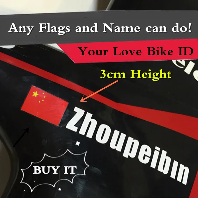 

Bike Sticker Name and National Flags or Team Logo Helmet Decal 3CM Road Bicycle Frame Tubes Mountain Bike Stickers Personal ID