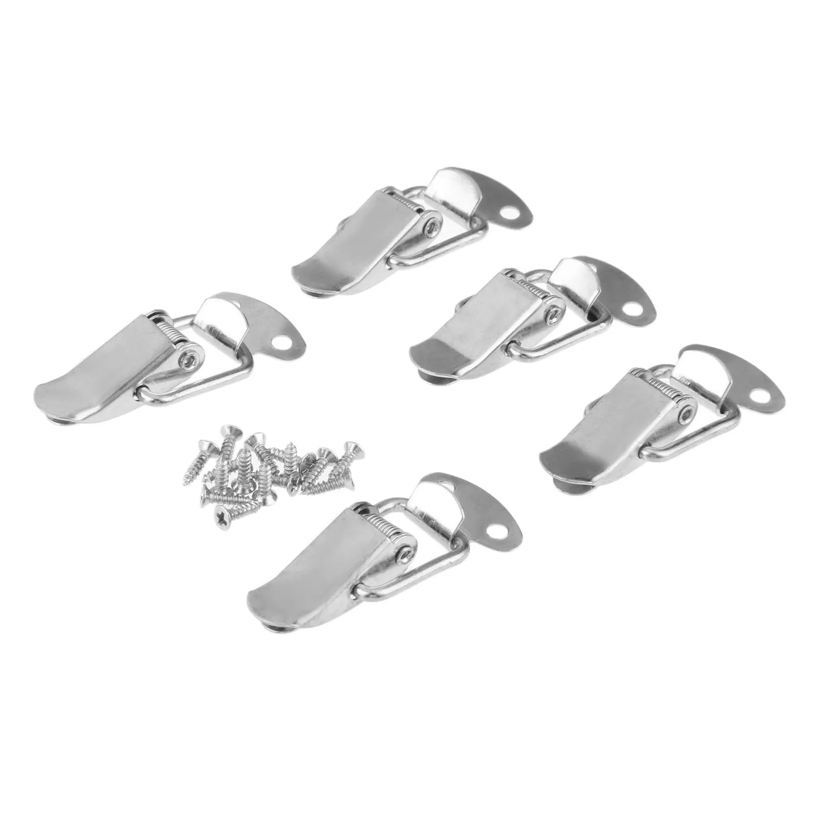 

5Pcs 43*21MM Vintage Jewelry Wood Box Cabinet Spring Loaded Latch Catch Toggle Iron Hasp Door Window Buckle Clasp With Screw