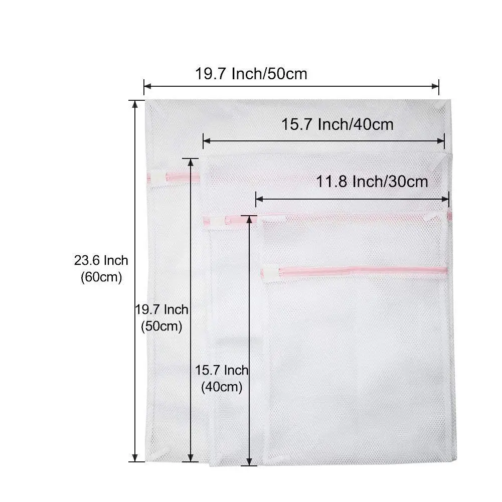 Большой сетчатый мешок для стирки, набор из 4 прочных мешков для стирки с грубой сеткой на молнии для одежды, деликатный