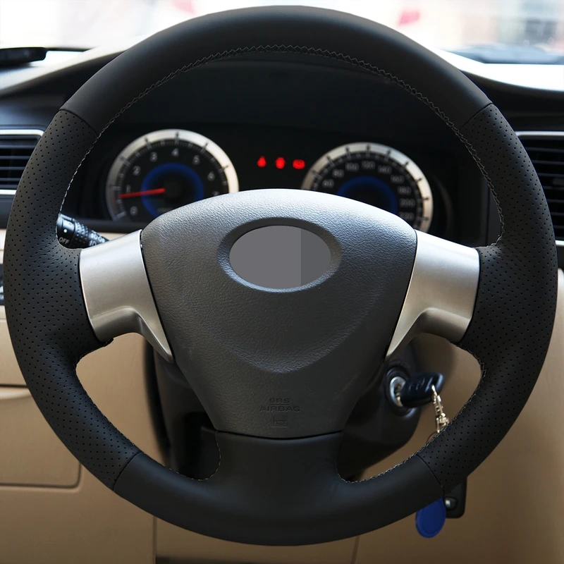 Искусственная кожа ручная прошитая черная крышка рулевого колеса автомобиля для Toyota Corolla 2006-2010 Matrix 2009 Auris 2007-2009
