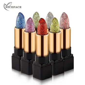 

NICEFACE 7Pcs/Set Shining Glitter Diamond Lipstick Not Fading Long-lasting Moisturizing Lipstick Color Changing Lipstick