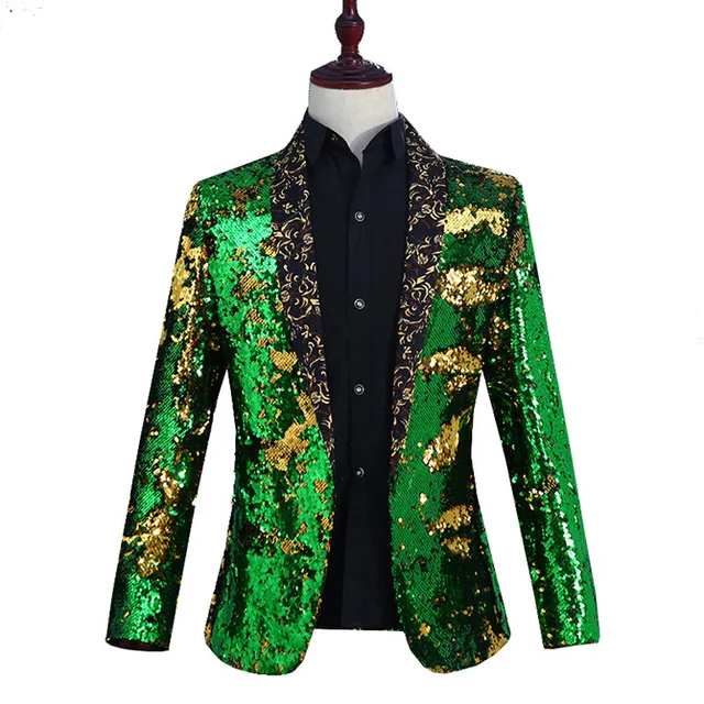 blue and green sequin jacket