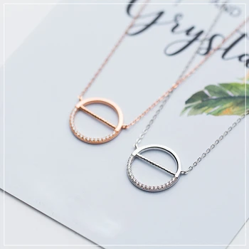 

Circle Necklace Pendants Rose Gold 925 Silver Kolye Charm Minimalism Vintage Boho Bijoux Femme Collier Necklace Women Jewelry