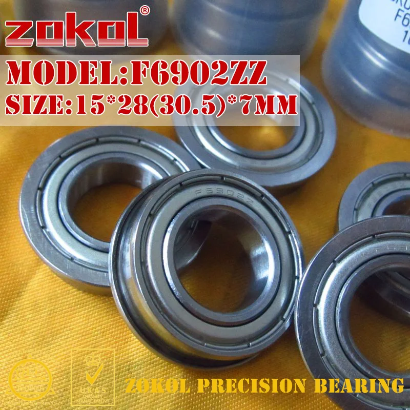 

ZOKOL F6902 ZZ bearing F6902ZZ Flange bearing F6902-ZZ Deep Groove ball bearing 15*28(30.5)*7mm