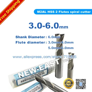 

3mm 4mm 5mm 6mm 3.0mm 4.0mm 5.0mm 6.0mm 2 Flutes Cutter M2AL HSS 2 Flutes spiral cutter End Mill Cutter