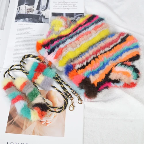Лидер продаж, женские модные перчатки из натурального меха норки, вязаные перчатки из натурального меха норки, зимние Прочные эластичные варежки из натурального меха норки - Color: colorful