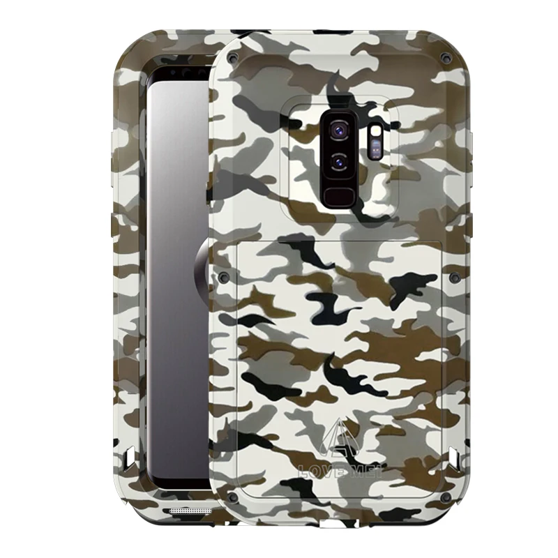 

LOVE MEI CAMO Powerful Heavy Duty Metal Armor Case For Samsung Galaxy S9/S9 Plus Shockproof Cover Waterproof Outdoor Military