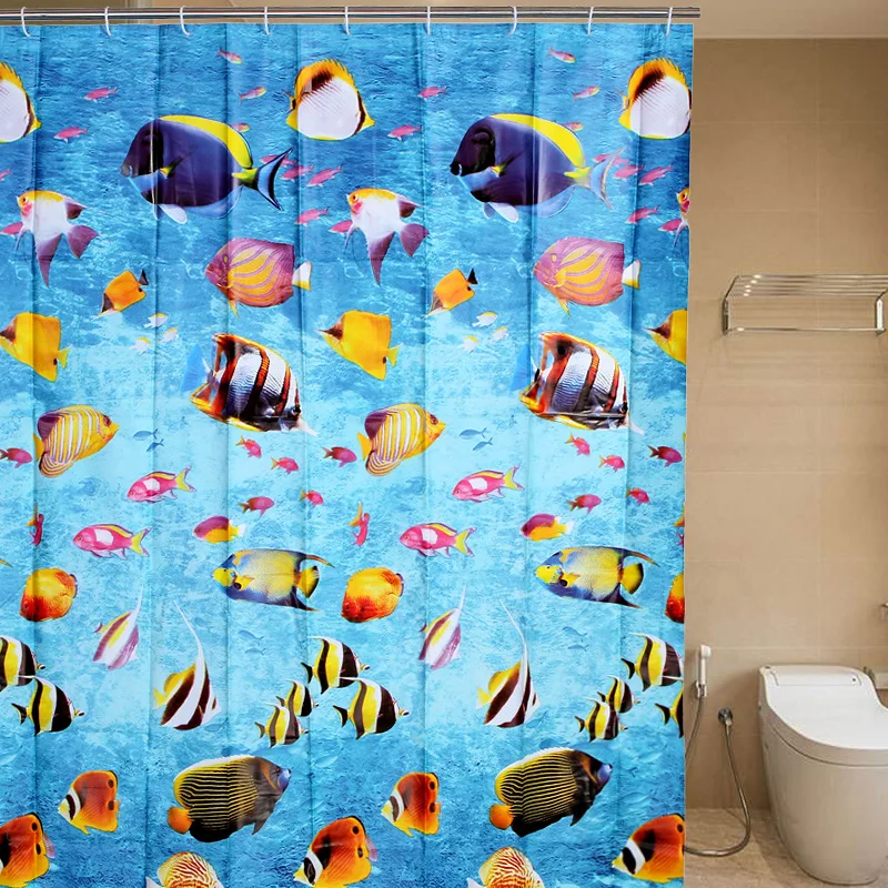 180*180cm Bathroom Decoration Blue Ocean PEVA Waterproof Mouldproof