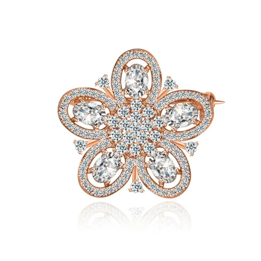 

Rhinestone Crystal Silver Flower Brooches for Women Men Wedding Bridal Party Round Bouquet Brooch Pin Clear
