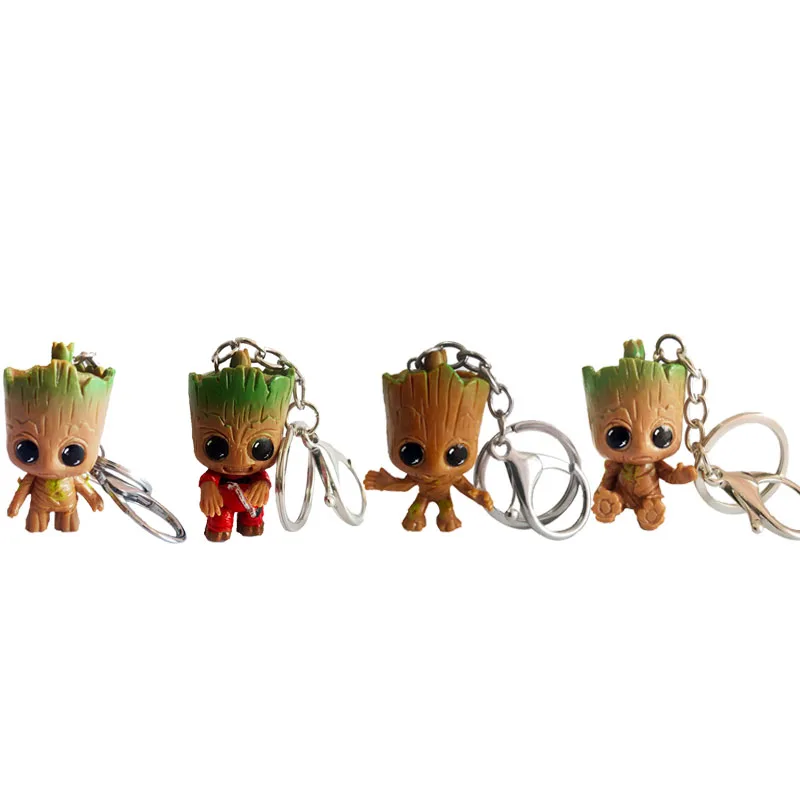 

Hot Groot Figure Keychain The Avengers Pendant cute Key Ring Car Key Chains chaveiro fashion Jewelry gift for Men women kids