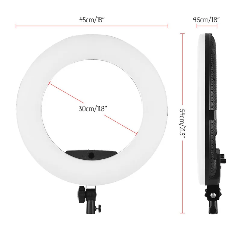 Tycipy 18 &quotкольцо света FS 480 Регулируемый 3200 К 5500 светодиодный Би цветной фотографии