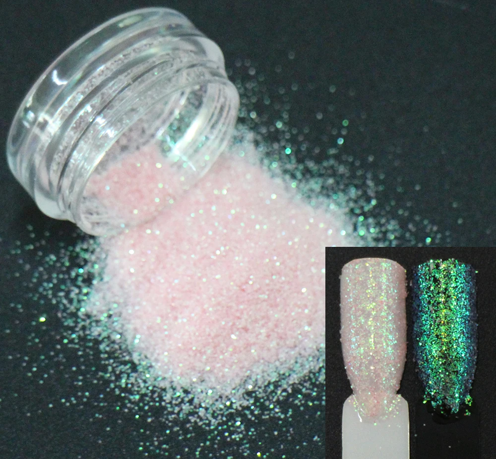 

2g/pot, 0.2 mm 008 Size Iridescent Pink With Rainbow Light Color Glitters Powders For Nail,Tatto Art Decorations DIY