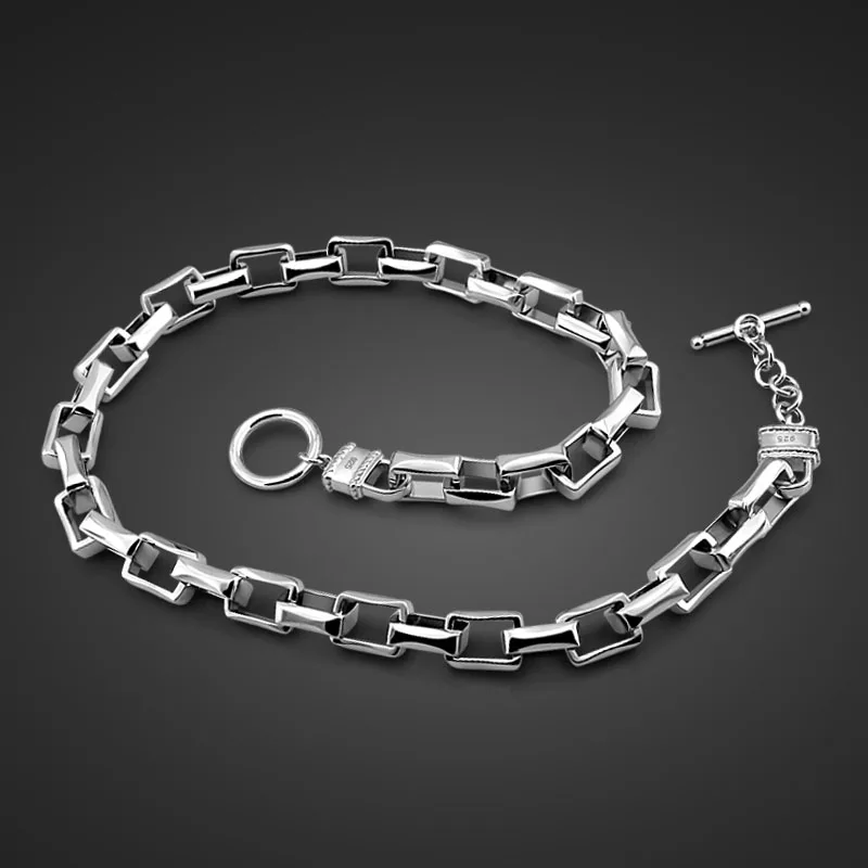 Новинка, мужское ожерелье из стерлингового серебра 925 пробы, мм, 49 см размер, цельное серебряное ожерелье, мужские очаровательные ювелирные изделия, подарок на день рождения - Окраска металла: Necklace 65cm