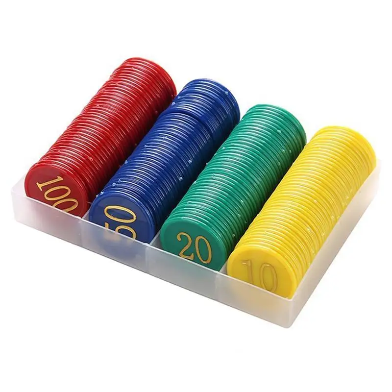 400Stk 4 Farben Kunststoff Counter Bingo Chips Spielchips Chip-Poker Spielzeug 
