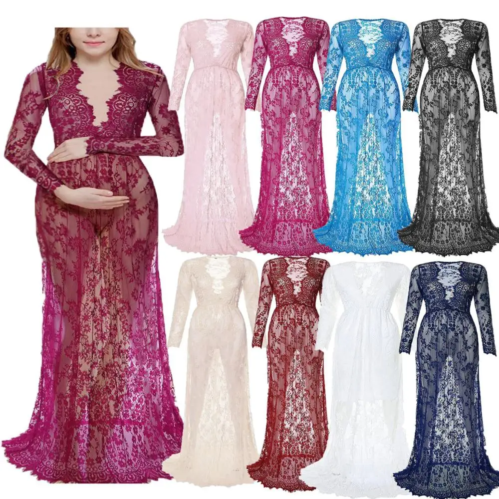 

2019 Maternity photography props maxi Pregnancy Clothes Lace Maternity Dress Fancy shooting photo summer pregnant dress S-4XL