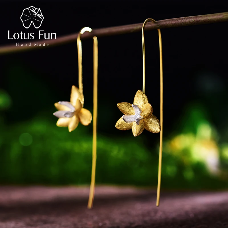 Lotus весело Настоящее стерлингового серебра 925 природных творческий ручной Fine Jewelry