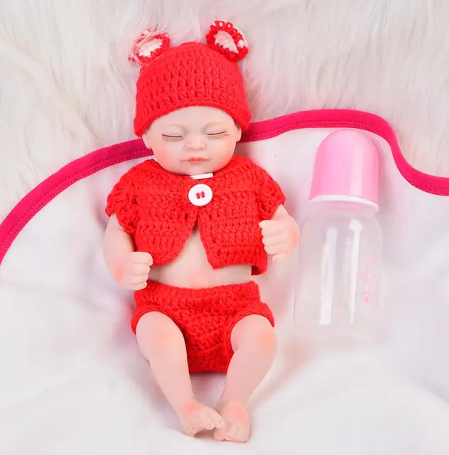 Buy Handmade Mini Reborn Baby Doll 11 inch Full Body Silicone Dolls Wear Wool