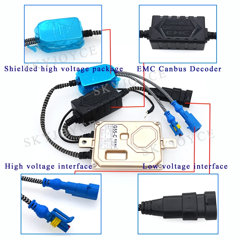 SKYJOYCE 55W HID xenon kit 12V AC CANBUS Ballast H3C Ceramics xenon bulb Car Xenon Headlight Retrofit Conversion Kit 3000K 6000K (10)