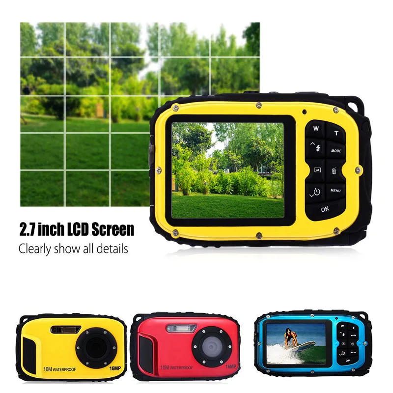 16 MP Cámara impermeable 10 M 8X Zoom subacuática a prueba de golpes cámara Digital 2,7 pulgadas cámaras LCD 16 MP Cámara impermeable 10 M 8X Zoom subacuática a prueba de golpes cámara Digital 2,7 pulgadas cámaras LCD