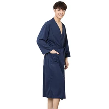 Мужской хлопковый Халат Летняя Повседневная Домашняя одежда однотонная цветная Пижама мужской Халат свободная ночная рубашка кимоно большого размера