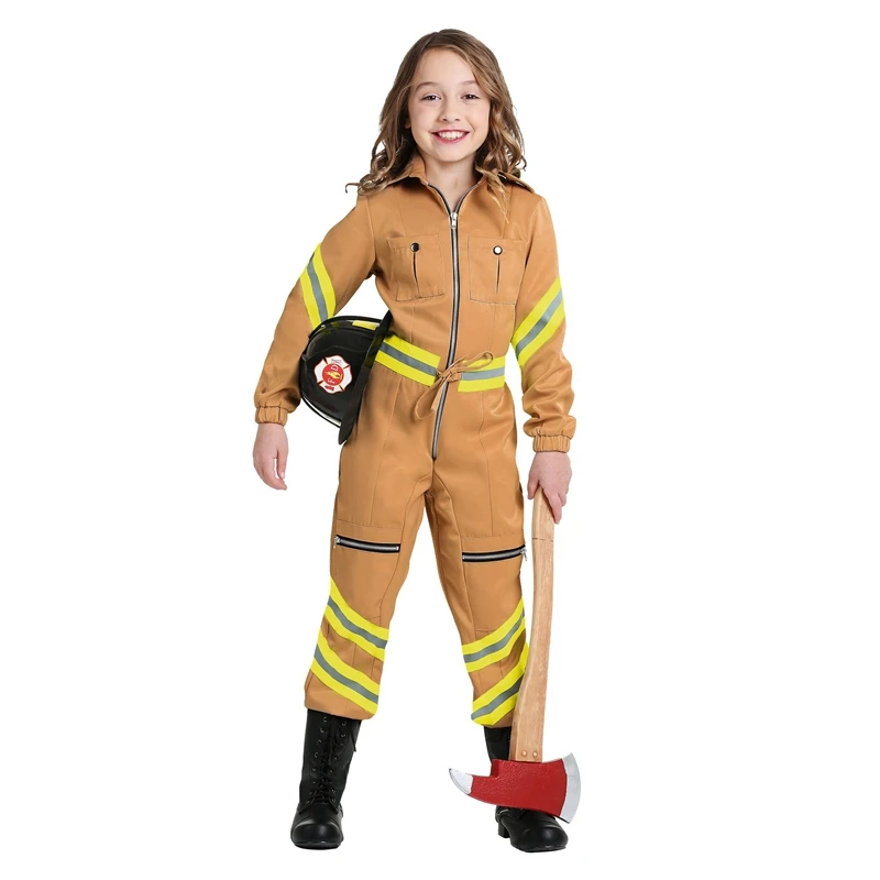 halloween girls firefighter costume children party performance fireman cosplay jumpsuit - Fireman Halloween halloween girls firefighter costume children party performance fireman cosplay jumpsuit - Fireman Halloween