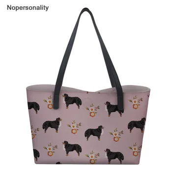 

Nopersonality Cute Border Collie Print Women Handbag Tote Bag PU Leather Handbags Cartoon Designer Female Shoulder Tote Bag