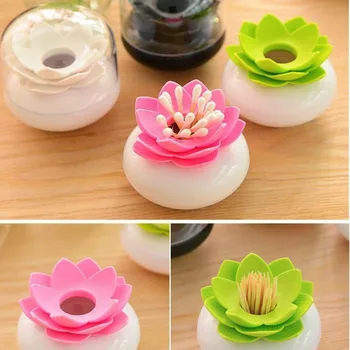 

Cotton Swabs Stick Cosmetic Organizer Toothpick Holder Makeup Storage Boxes Portable Cotton Pads Container Tackle Lotus Box