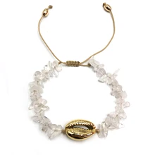 Новое поступление, белоснежный необычный Браслет из чистого природного камня, подвеска в виде раковины, каури, браслет ручной работы, регулируемый размер