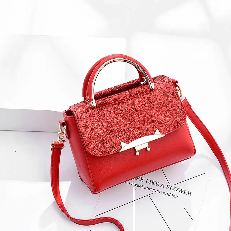 Сумки через плечо для женщин, женская сумка, роскошная сумка, женская сумка с блестками - Цвет: Wine Red