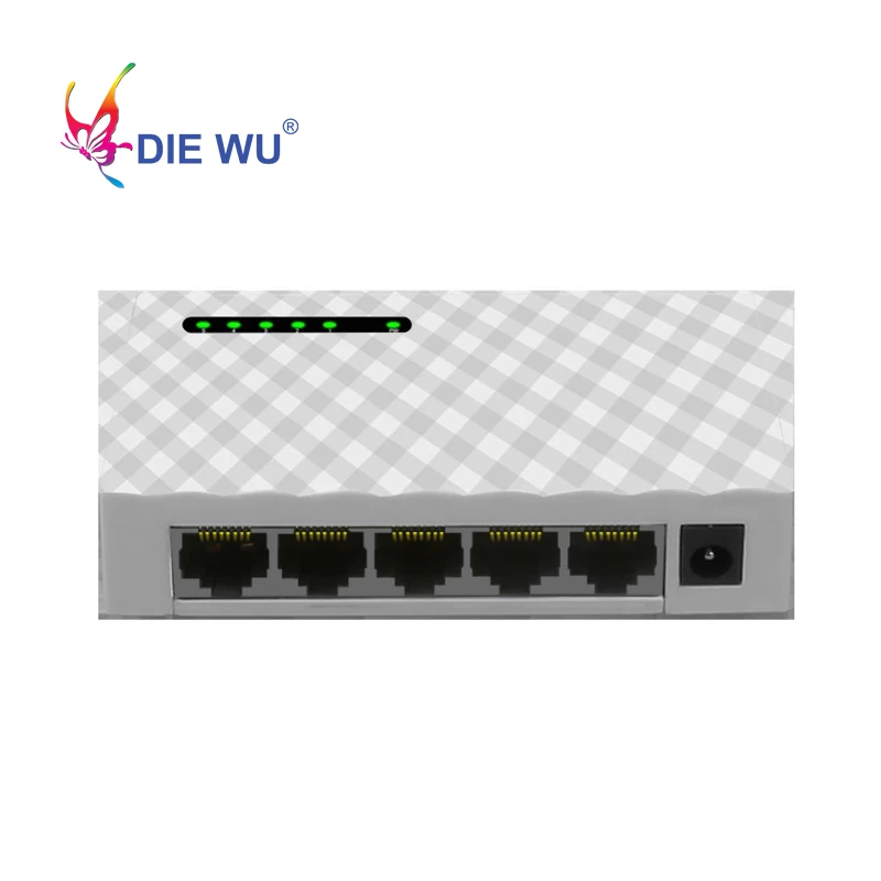 DIEWU 5 Port Gigabit Fast Ethernet Switch 10/100/1000Mbps Network switch adapter US EU plug